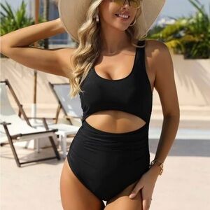 Stylish Black Cutout Swimsuit
